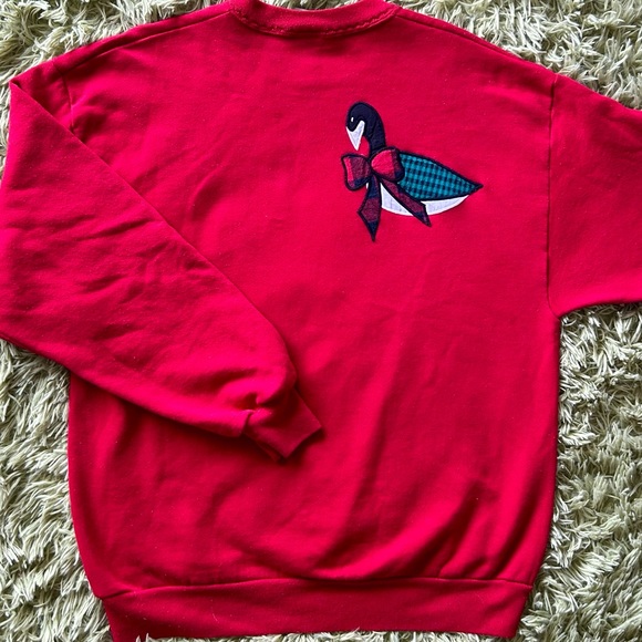 Vintage Red Holiday Patchwork Sweatshirt - Picture 4 of 11